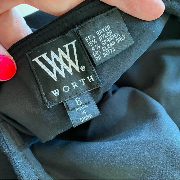 Worth Peplum Skirt Womens 6 Small Black Layered Knit Shirt Professional Workwear - Picture 7 of 8